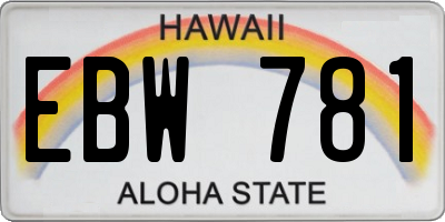 HI license plate EBW781