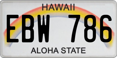 HI license plate EBW786