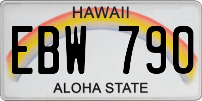 HI license plate EBW790