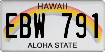 HI license plate EBW791