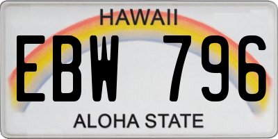HI license plate EBW796
