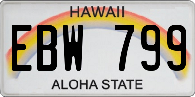 HI license plate EBW799