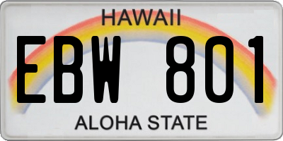 HI license plate EBW801