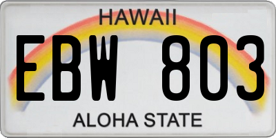 HI license plate EBW803