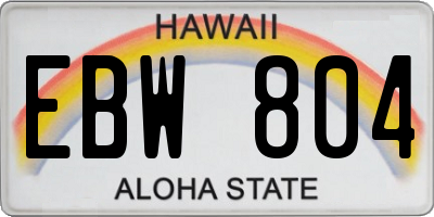 HI license plate EBW804