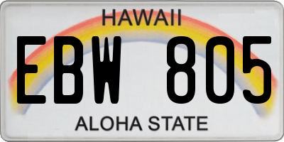 HI license plate EBW805
