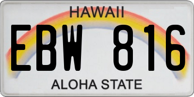 HI license plate EBW816