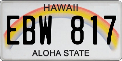 HI license plate EBW817