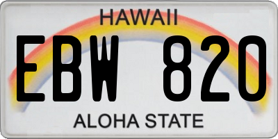 HI license plate EBW820