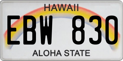 HI license plate EBW830