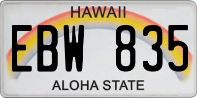 HI license plate EBW835