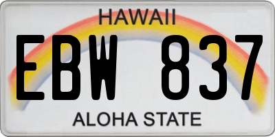 HI license plate EBW837