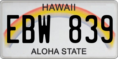 HI license plate EBW839