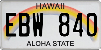HI license plate EBW840