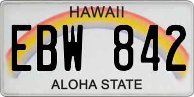 HI license plate EBW842