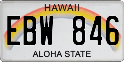 HI license plate EBW846