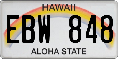 HI license plate EBW848