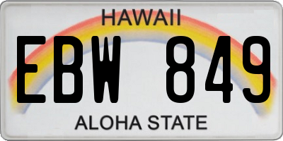 HI license plate EBW849