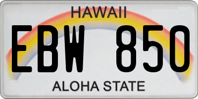 HI license plate EBW850