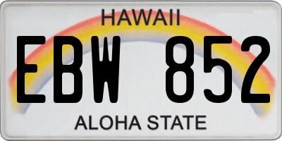 HI license plate EBW852