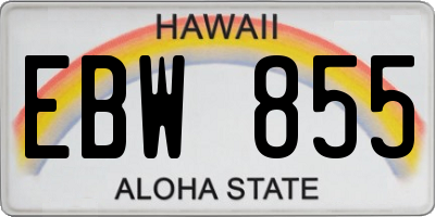 HI license plate EBW855