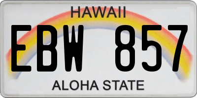 HI license plate EBW857