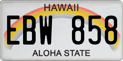 HI license plate EBW858