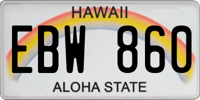 HI license plate EBW860