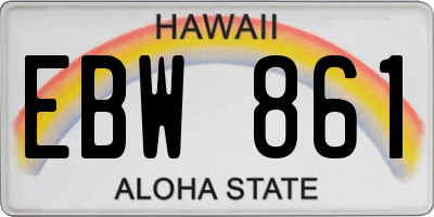 HI license plate EBW861