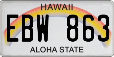 HI license plate EBW863