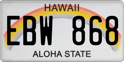HI license plate EBW868