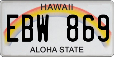 HI license plate EBW869
