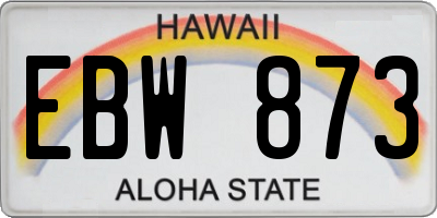 HI license plate EBW873