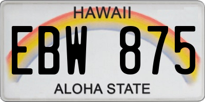 HI license plate EBW875