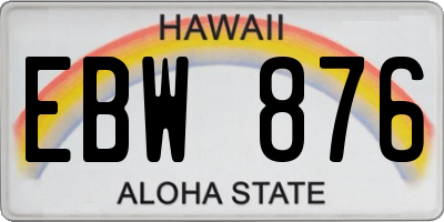 HI license plate EBW876