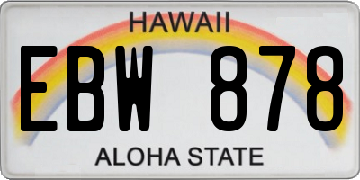 HI license plate EBW878
