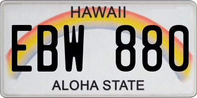 HI license plate EBW880
