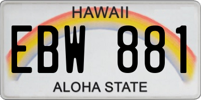 HI license plate EBW881