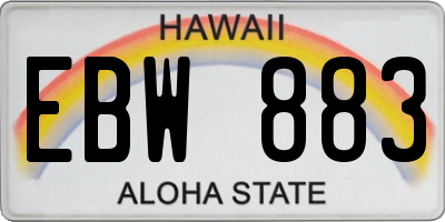 HI license plate EBW883