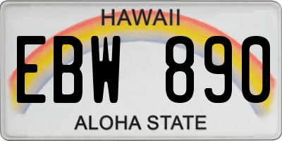 HI license plate EBW890