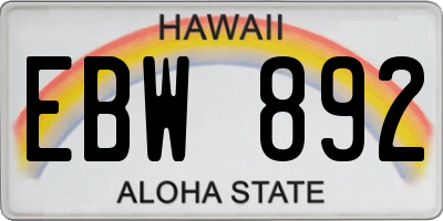 HI license plate EBW892