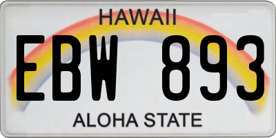 HI license plate EBW893
