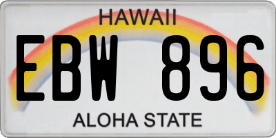 HI license plate EBW896