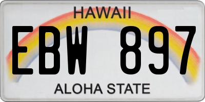 HI license plate EBW897