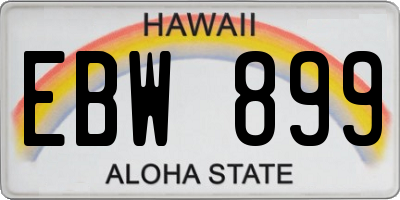 HI license plate EBW899