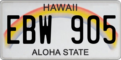 HI license plate EBW905
