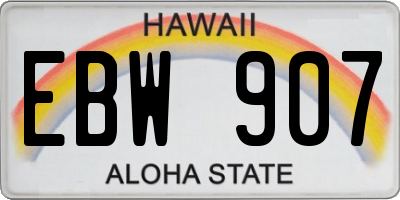 HI license plate EBW907