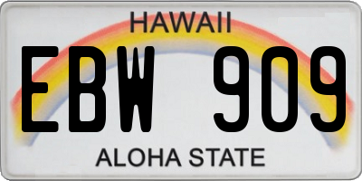 HI license plate EBW909