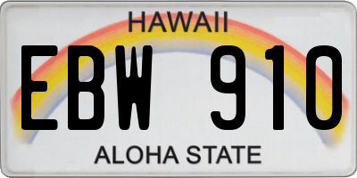 HI license plate EBW910