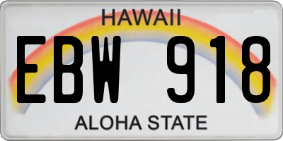 HI license plate EBW918